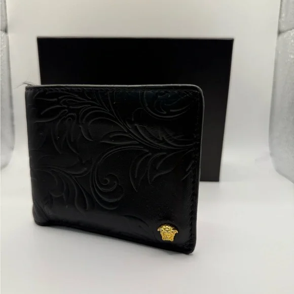 Versace Black Embossed Medusa Bifold Wallet - Picture 1 of 9